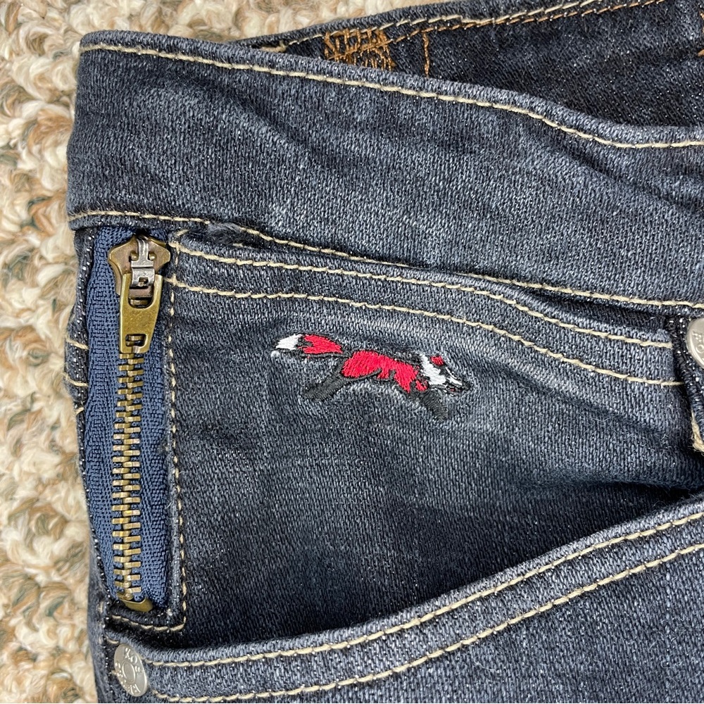 Vintage Retro Fox Low Rise Boot Cut Jeans - Dark Wash Blue - Picture 9 of 16